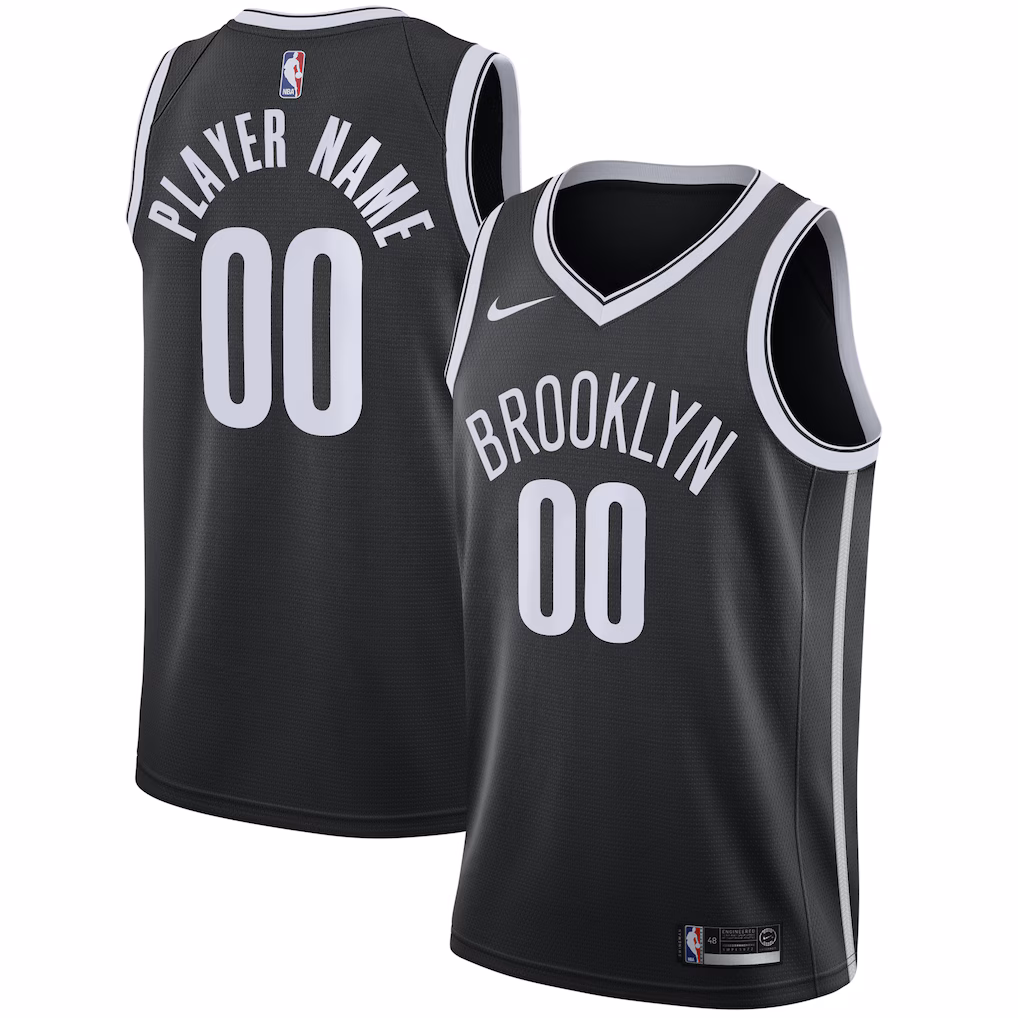 Men's Brooklyn Nets Nike Black Swingman Custom Jersey - Icon Edition - Jersey