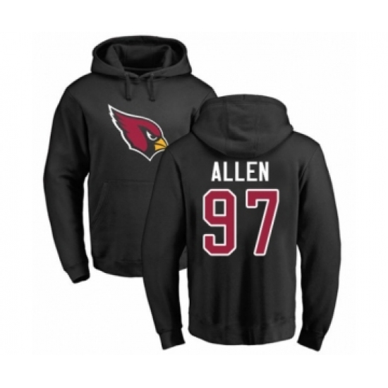 Football Arizona Cardinals #97 Zach Allen Black Name & Number Logo Pullover Hoodie - Jersey
