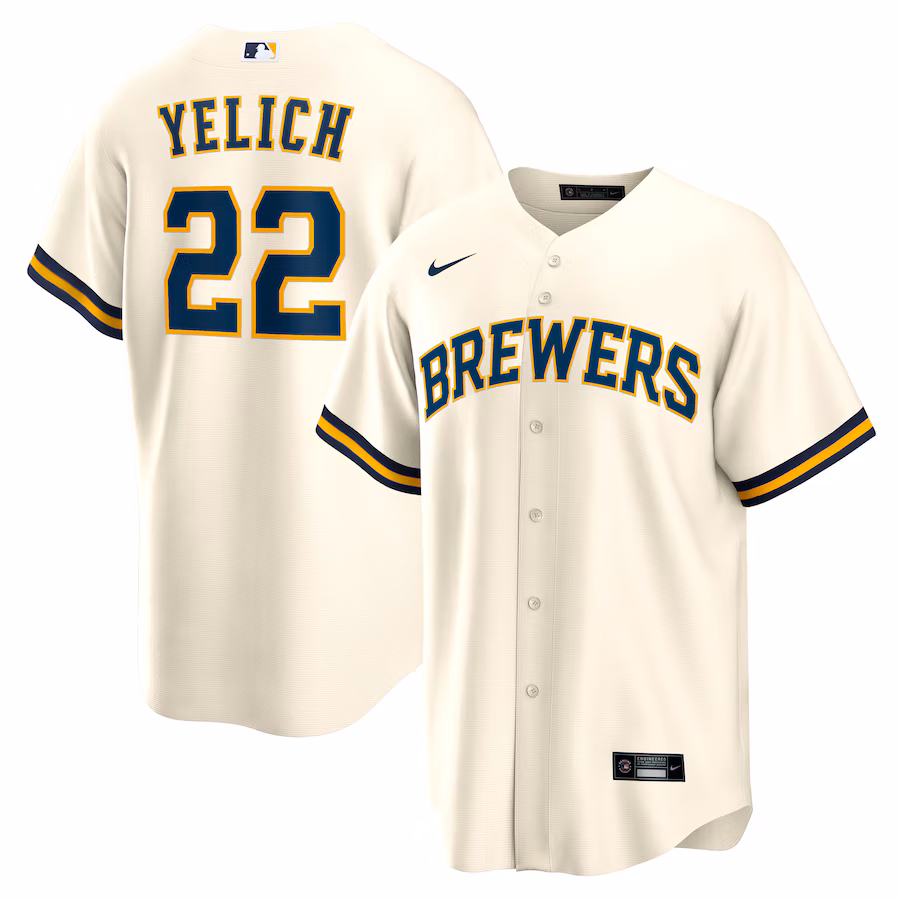Men's Milwaukee Brewers Christian Yelich Nike White Home Replica Jersey - Jersey
