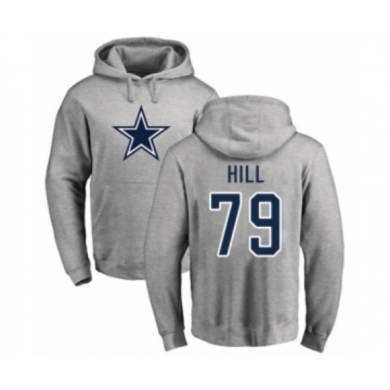 Football Dallas Cowboys #79 Trysten Hill Ash Name & Number Logo Pullover Hoodie - Jersey