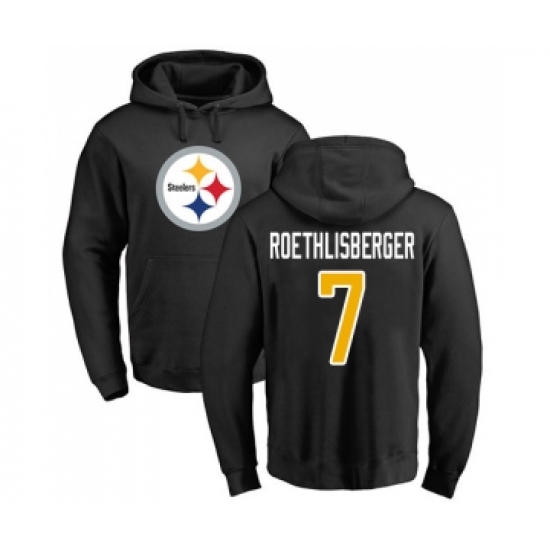 Football Pittsburgh Steelers #7 Ben Roethlisberger Black Name & Number Logo Pullover Hoodie - Jersey