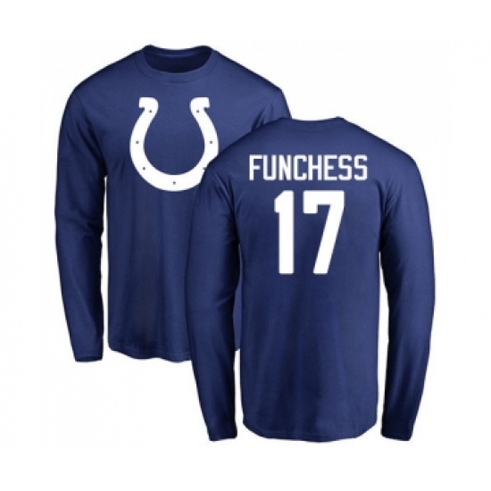 Football Indianapolis Colts #17 Devin Funchess Royal Blue Name & Number Logo Long Sleeve T-Shirt - Jersey