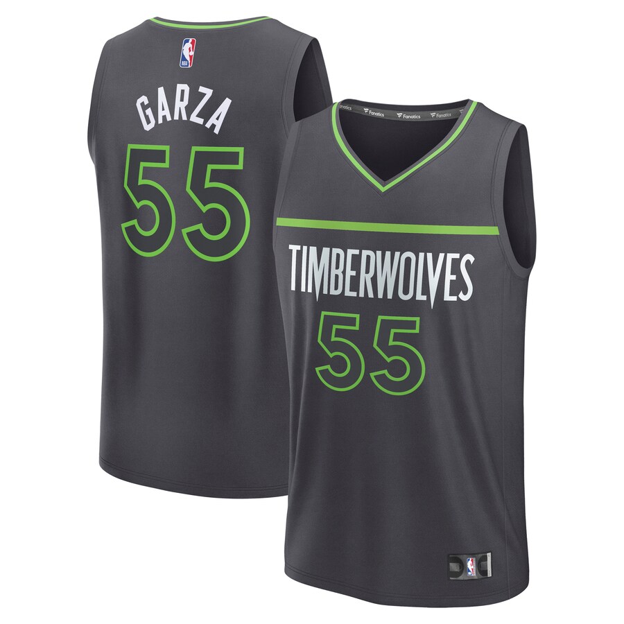 Men's Minnesota Timberwolves Luka Garza Fanatics Charcoal Fast Break Replica Player Jersey - Statement Edition - Jersey