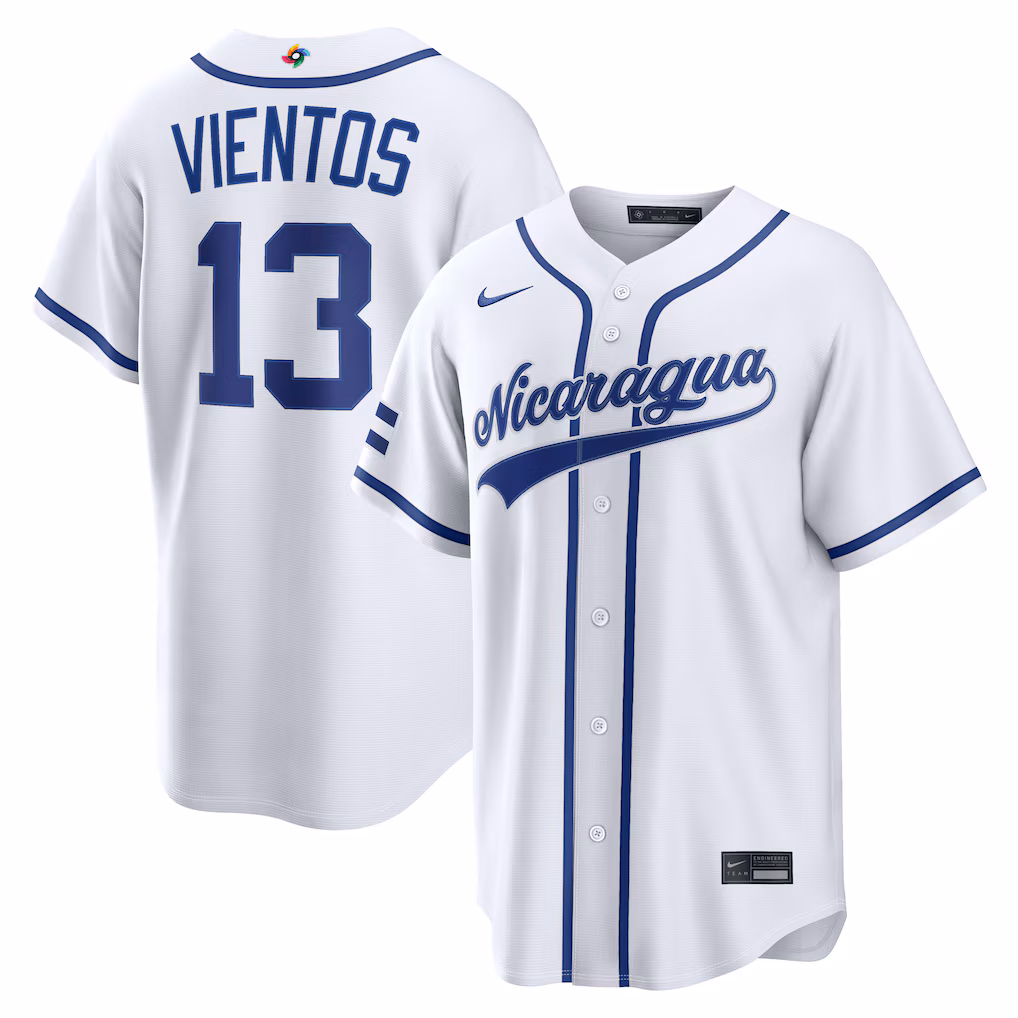 Men's Nicaragua Baseball Mark Vientos Nike White 2026 World Baseball Classic Home Stadium Jersey - Jersey