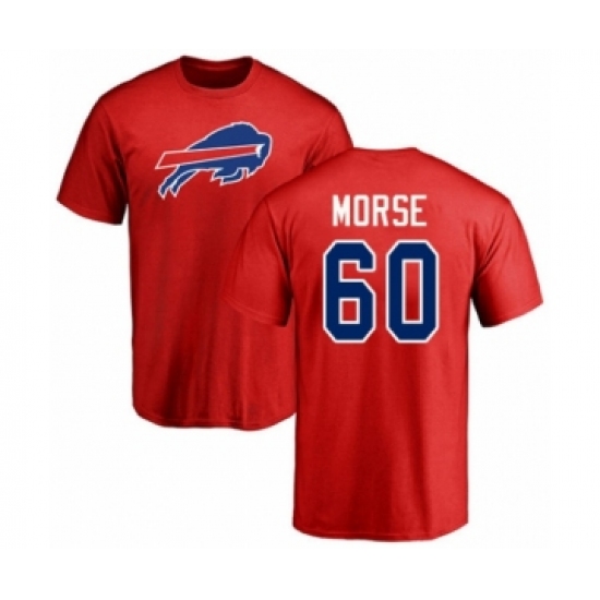 Football Buffalo Bills #60 Mitch Morse Red Name & Number Logo T-Shirt - Jersey
