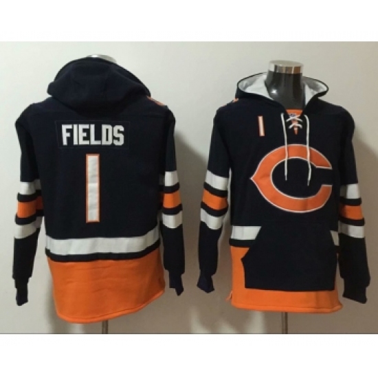 Men's Chicago Bears #1 Justin Fields Black Ageless Must-Have Lace-Up Pullover Hoodie - Jersey