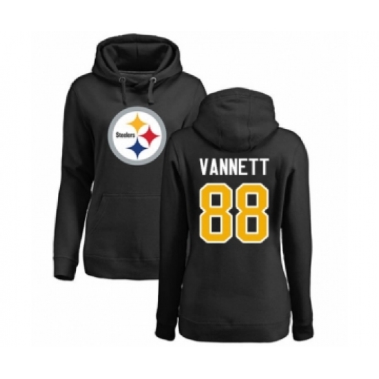 Women's Pittsburgh Steelers #88 Nick Vannett Black Name & Number Logo Pullover Hoodie - Jersey