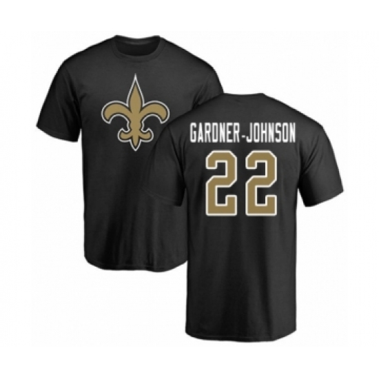 Football New Orleans Saints #22 Chauncey Gardner-Johnson Black Name & Number Logo T-Shirt - Jersey
