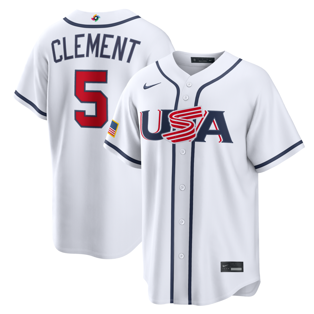 Men's USA Baseball Ernie Clement Nike White 2026 World Baseball Classic Home Stadium Jersey - Jersey