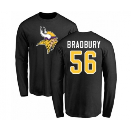 Football Minnesota Vikings #56 Garrett Bradbury Black Name & Number Logo Long Sleeve T-Shirt - Jersey