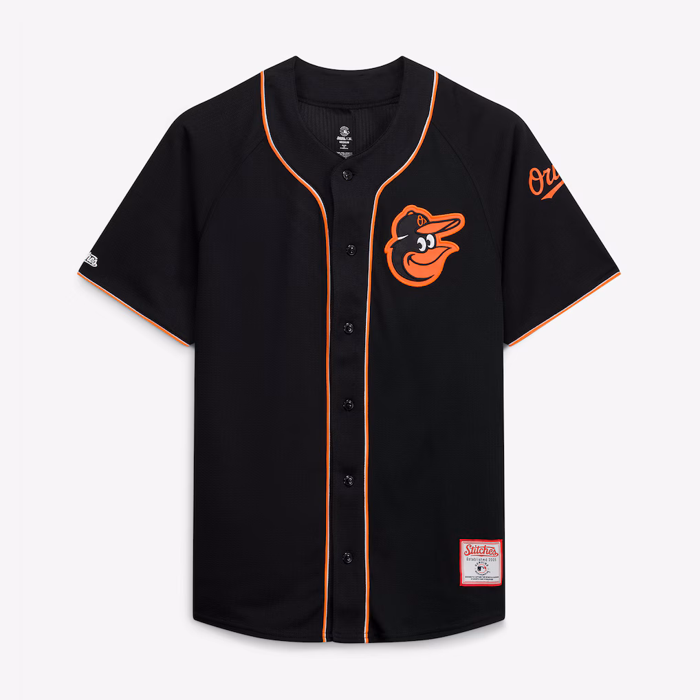 Men's Baltimore Orioles  Stitches Black Team Color Full-Button Fashion Jersey - Jersey
