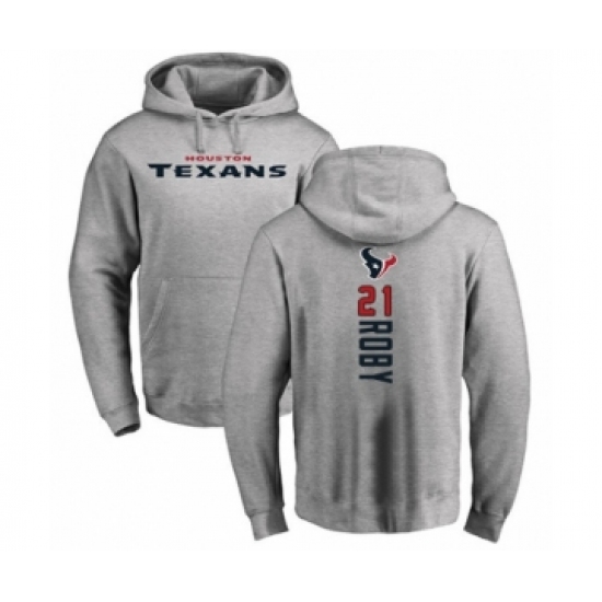 Football Houston Texans #21 Bradley Roby Ash Backer Pullover Hoodie - Jersey