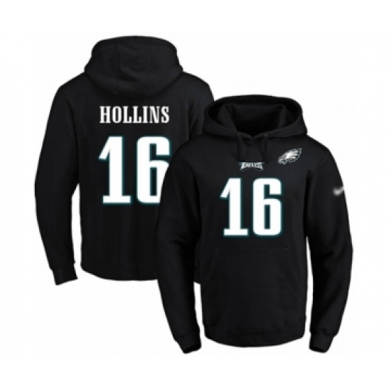 Football Men's Philadelphia Eagles #16 Mack Hollins Black Name & Number Pullover Hoodie - Jersey