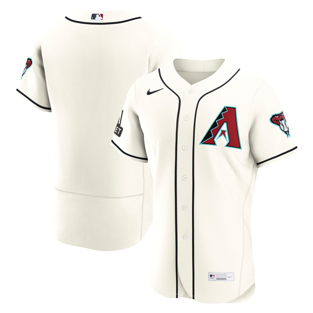 Men's Arizona Diamondbacks Nike Cream Home Sponsor Patch Authentic Jersey - Jersey