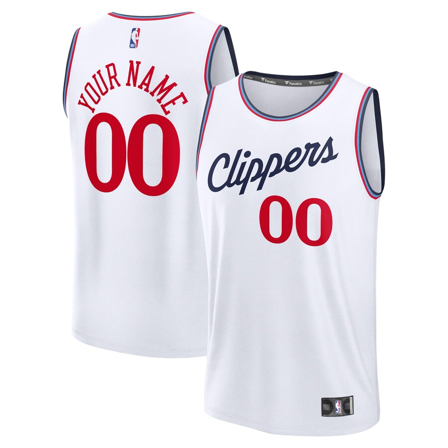 Men's LA Clippers Fanatics White Fast Break Custom Jersey - Association Edition - Jersey