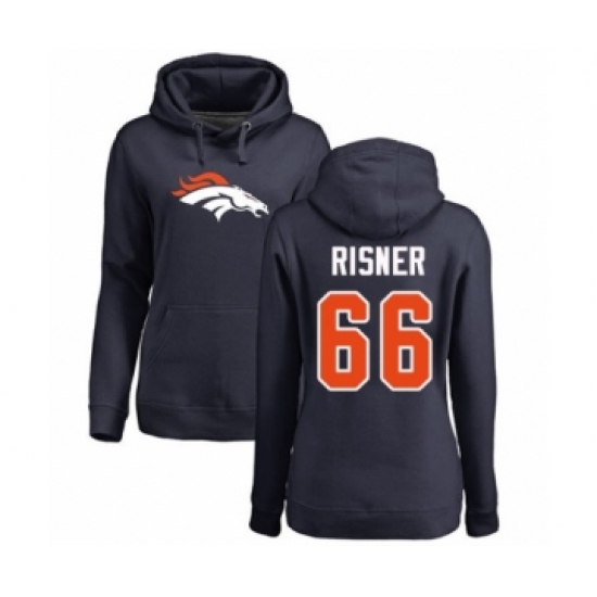 Football Women's Denver Broncos #66 Dalton Risner Navy Blue Name & Number Logo Pullover Hoodie - Jersey