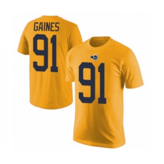Men's Los Angeles Rams #91 Greg Gaines Gold Rush Pride Name & Number T-Shirt - Jersey