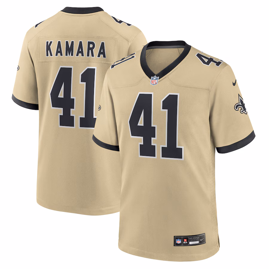 Men's New Orleans Saints Alvin Kamara Nike Gold Gameday Golds Alternate Game Player Jersey - Jersey
