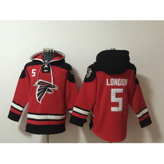 Men's Atlanta Falcons #5 Drake London Red Ageless Must-Have Lace-Up Pullover Hoodie - Jersey