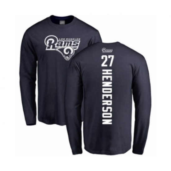 Football Los Angeles Rams #27 Darrell Henderson Navy Blue Backer Long Sleeve T-Shirt - Jersey