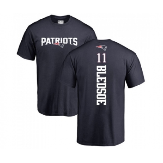 Football New England Patriots #11 Drew Bledsoe Navy Blue Backer T-Shirt - Jersey