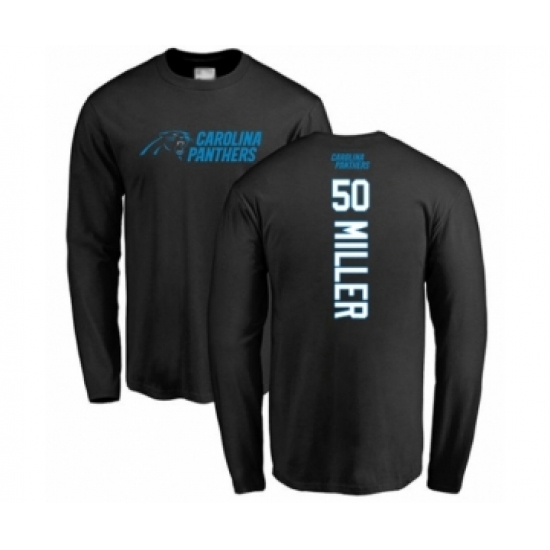 Football Carolina Panthers #50 Christian Miller Black Backer Long Sleeve T-Shirt - Jersey