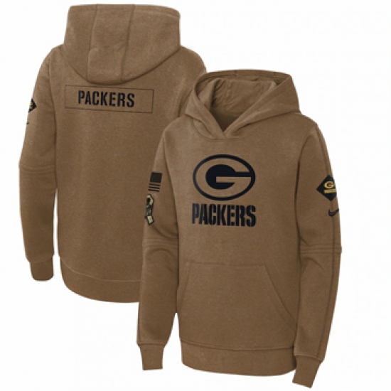 Youth Green Bay Packers Nike Brown 2023 Salute to Service Club Fleece Pullover Hoodie - Jersey