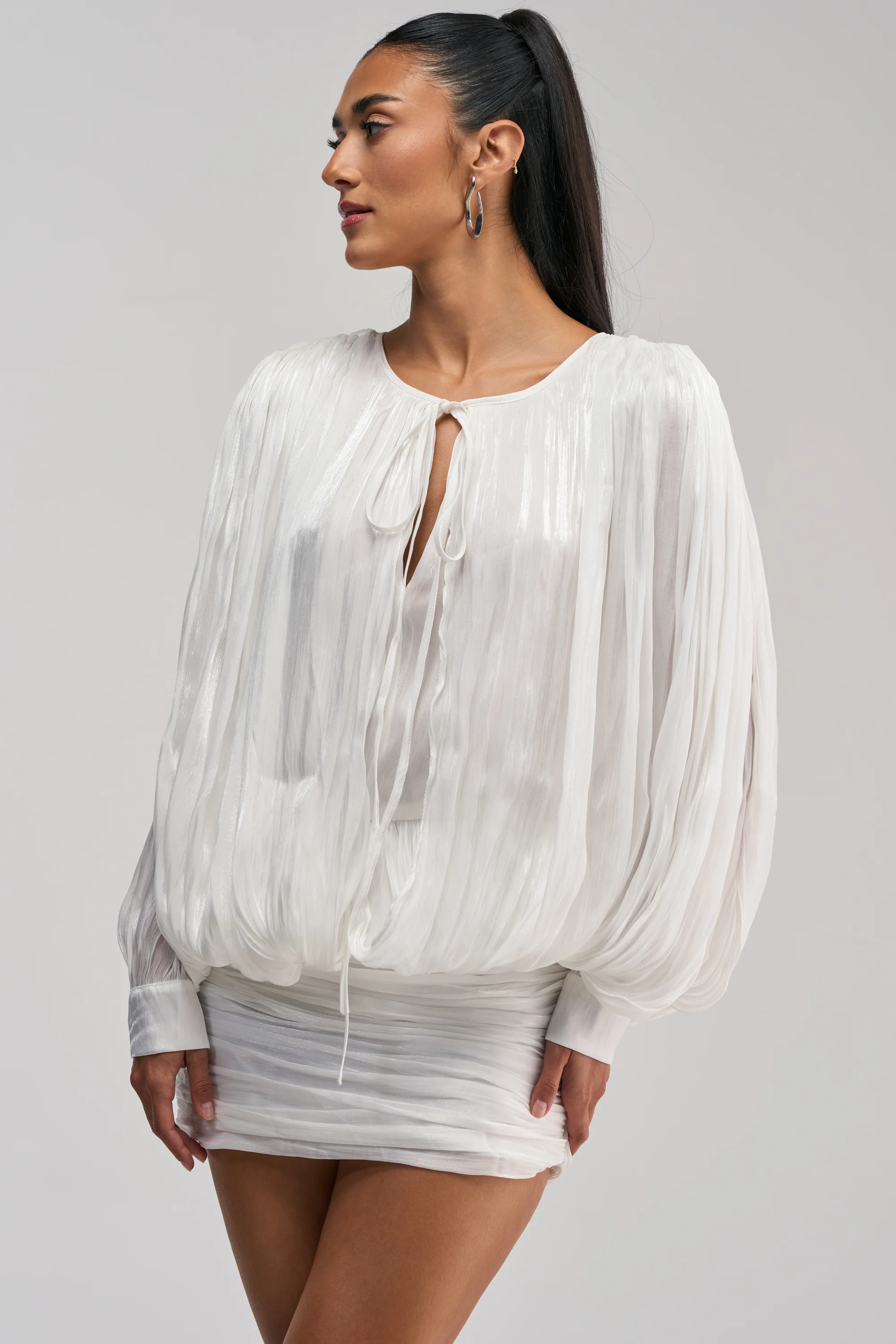 CLASSY AND CUTE CHIFFON MINI DRESS IN WHITE - Akira Wear
