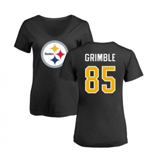 Football Women's Pittsburgh Steelers #85 Xavier Grimble Black Name & Number Logo Slim Fit T-Shirt - Jersey