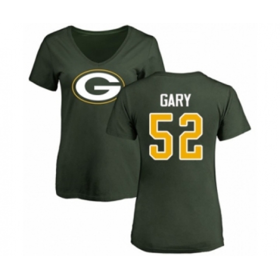 Football Women's Green Bay Packers #52 Rashan Gary Green Name & Number Logo T-Shirt - Jersey