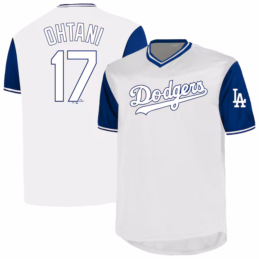 Men's Los Angeles Dodgers Shohei Ohtani Profile White Big & Tall Name & Number Birdeye V-Neck T-Shirt - Jersey
