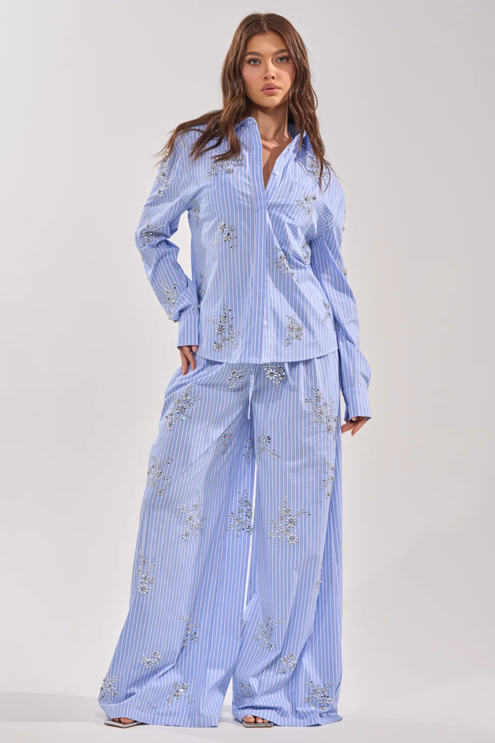 SWEET DREAMS RHINESTONE POPLIN PANT - Akira Wear