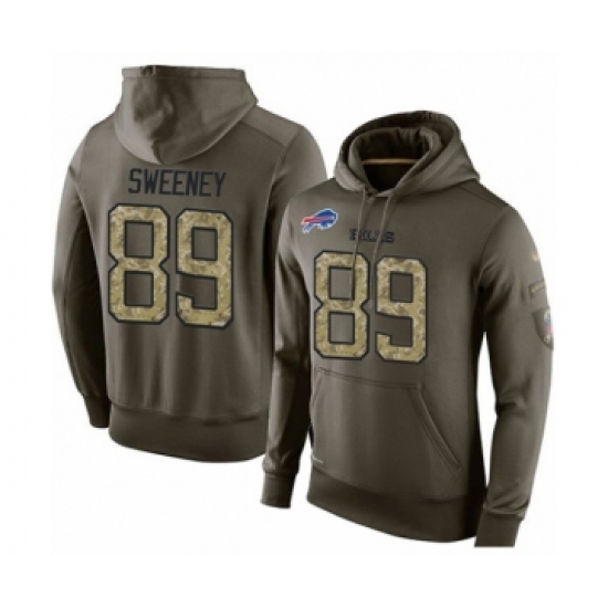 Football Men's Buffalo Bills #89 Tommy Sweeney Green Salute To Service Pullover Hoodie - Jersey