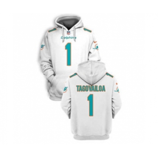 Men's Miami Dolphins #1 Tua Tagovailoa 2021 White Pullover Football Hoodie - Jersey
