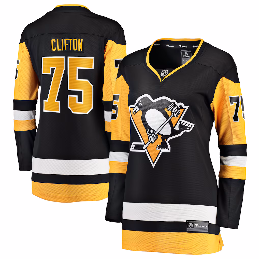 Women's Pittsburgh Penguins Connor Clifton Fanatics Black Home Breakaway Jersey - Jersey
