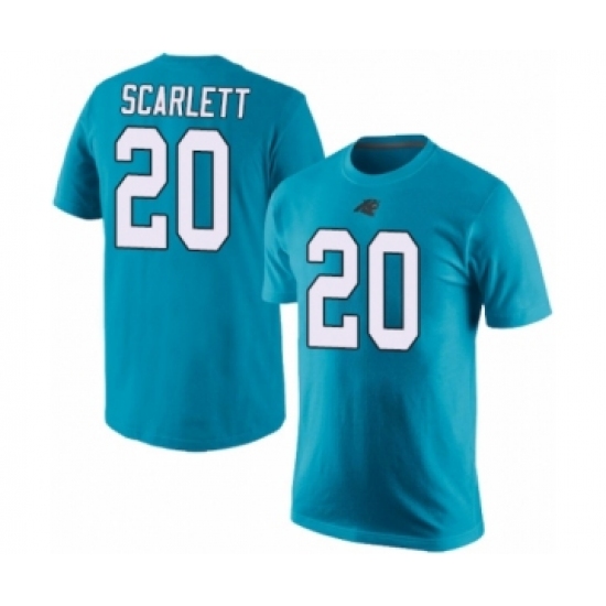 Football Men's Carolina Panthers #20 Jordan Scarlett Blue Rush Pride Name & Number T-Shirt - Jersey