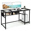 Gymax 55'' Computer Desk Home Office PC Workstation w/ Power Outlets & USB Ports Black