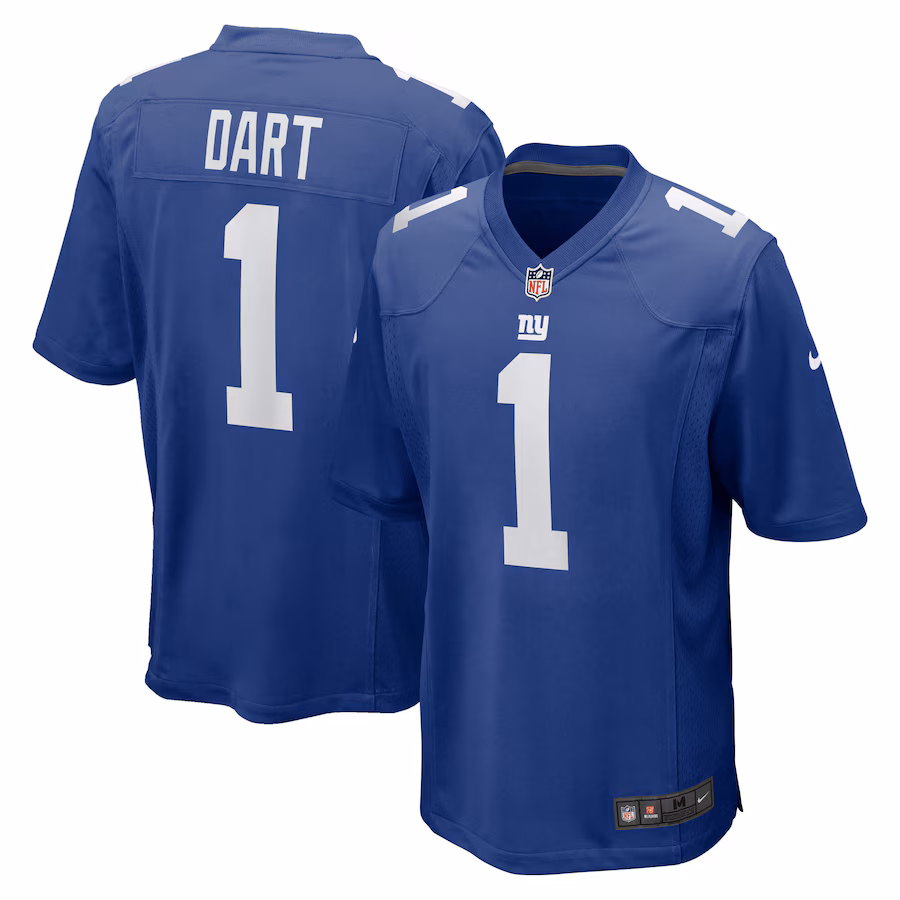 Men's New York Giants Jaxson Dart Nike Royal 2025 NFL Draft First Round Pick Game Jersey - Jersey