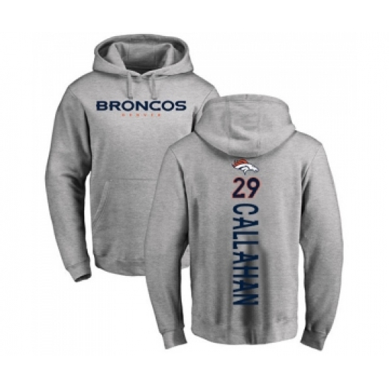 Football Denver Broncos #29 Bryce Callahan Ash Backer Pullover Hoodie - Jersey