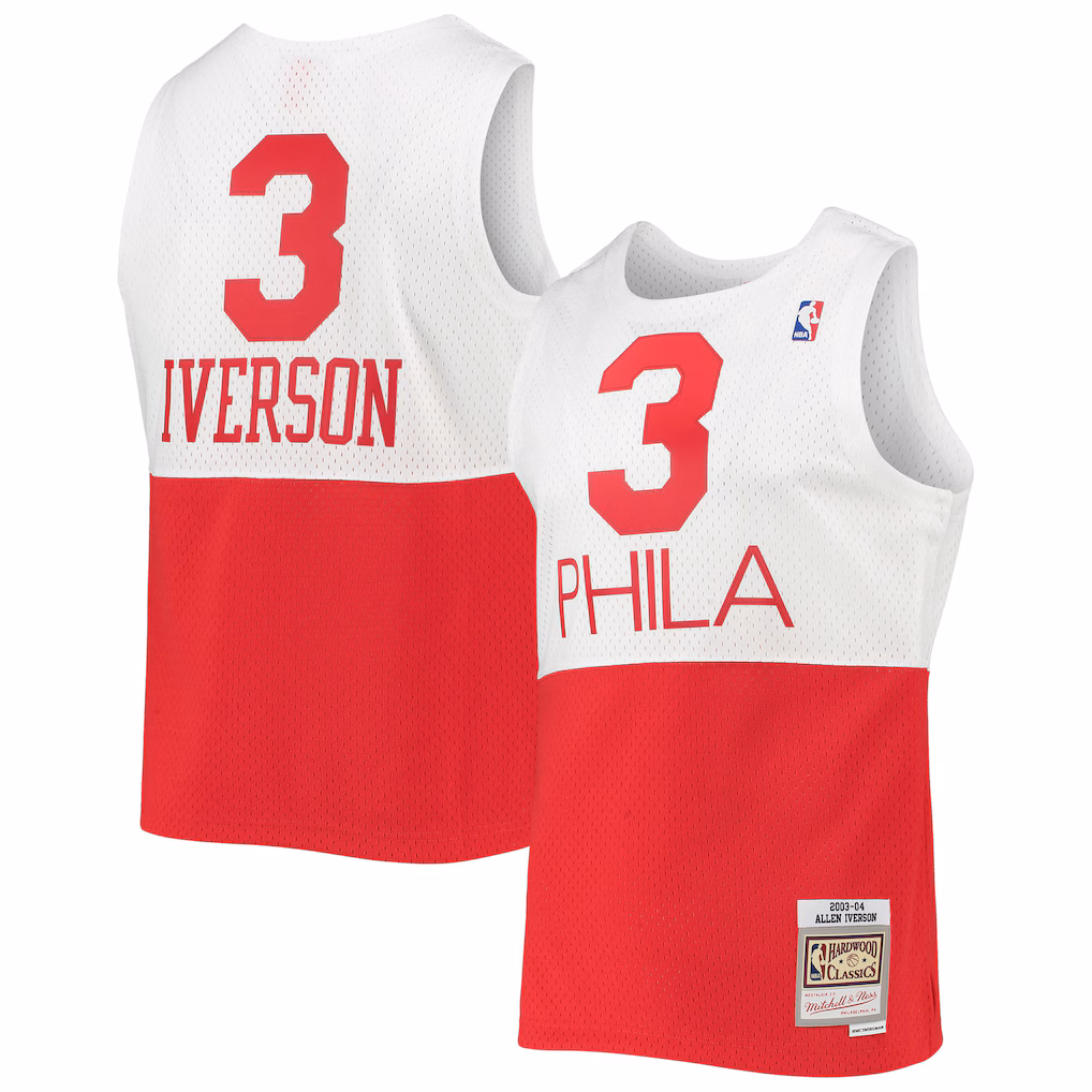 Men's Philadelphia 76ers Allen Iverson Mitchell & Ness White 2003/2004 Hardwood Classics Swingman Jersey - Jersey