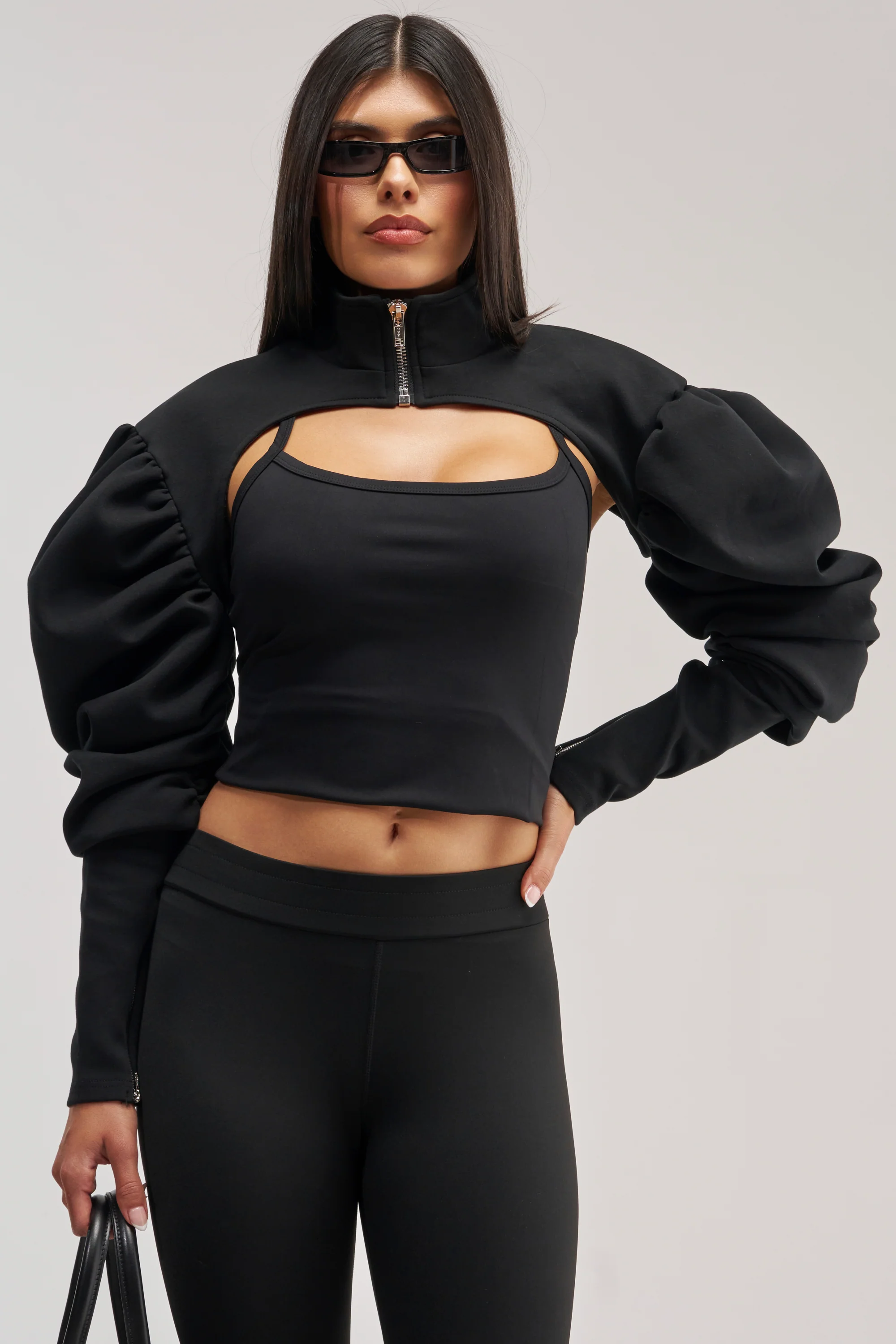 SCARLETT RUCHED SLEEVE BOLERO - Akira Wear