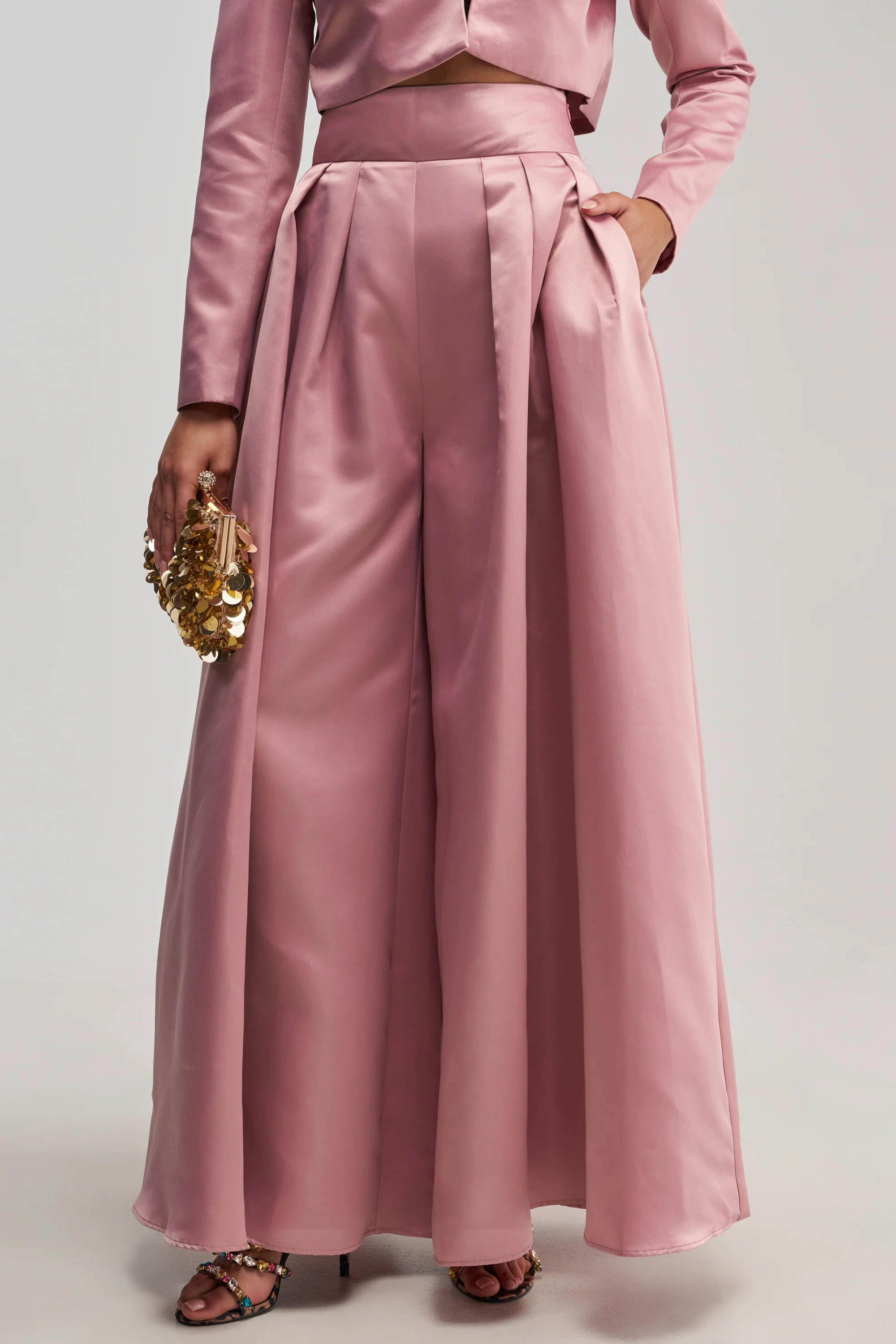 LILA SATIN TROUSER IN MAUVE - Akira Wear