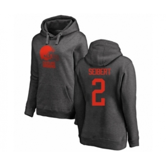 Football Women's Cleveland Browns #2 Austin Seibert Ash One Color Pullover Hoodie - Jersey