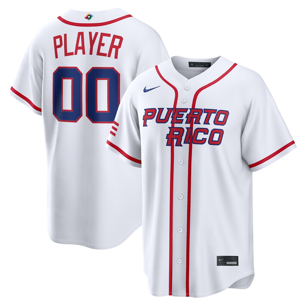 Men's Puerto Rico Baseball Nike White 2026 World Baseball Classic Home Pick-A-Player Jersey - Jersey