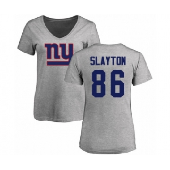 Football Women's New York Giants #86 Darius Slayton Ash Name & Number Logo T-Shirt - Jersey