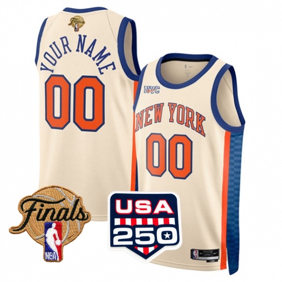 Men's New Yok Knicks Active Player Custom Cream 2026 Finals Patch City Edition Stitched Basketball Jersey - Jersey