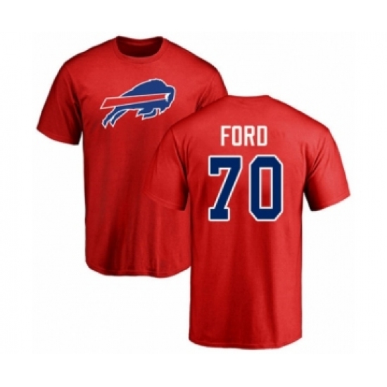 Football Buffalo Bills #70 Cody Ford Red Name & Number Logo T-Shirt - Jersey