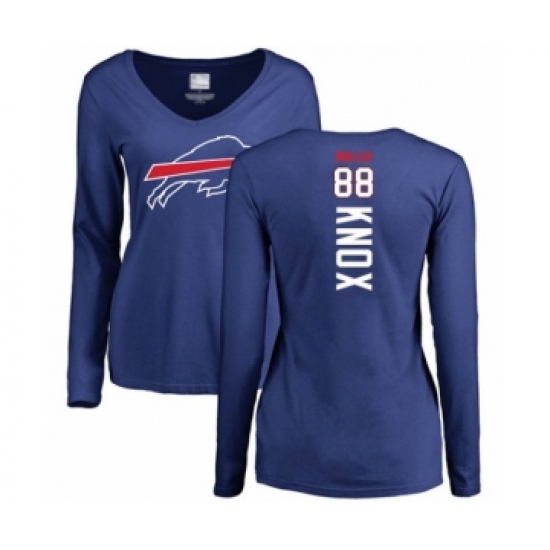 Football Women's Buffalo Bills #88 Dawson Knox Royal Blue Backer Long Sleeve T-Shirt - Jersey