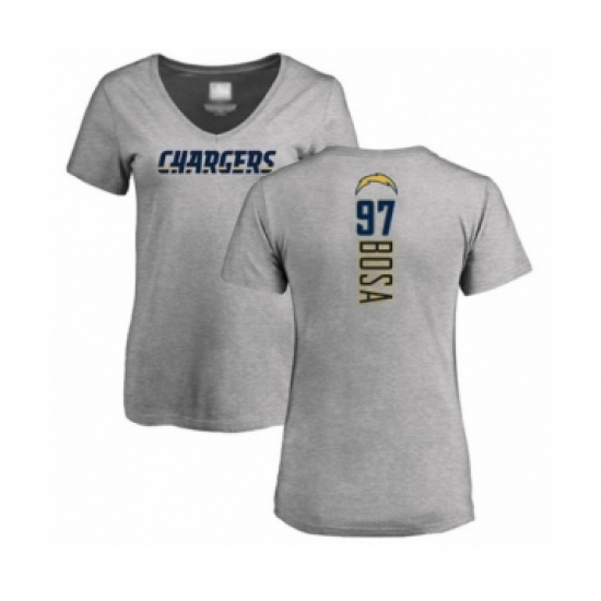 Football Women's Los Angeles Chargers #97 Joey Bosa Ash Backer T-Shirt - Jersey
