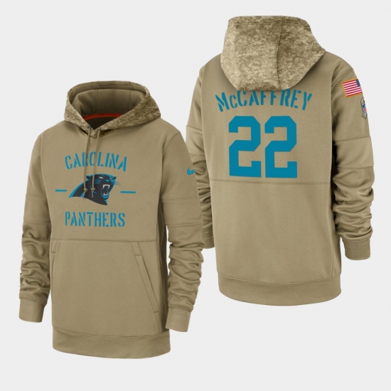 Men's Carolina Panthers #22 Christian McCaffrey 2019 Salute to Service Sideline Therma Pullover Hoodie - Tan - Jersey